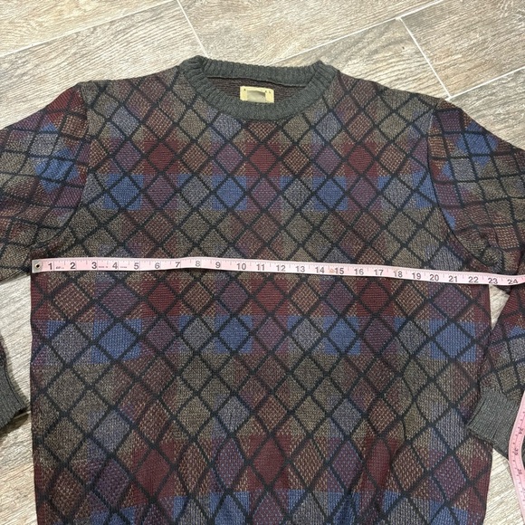 Vtg Natural Issue Sweater Mens Large Multicolor Plaid Grandpa Preppy Academia - Picture 6 of 8